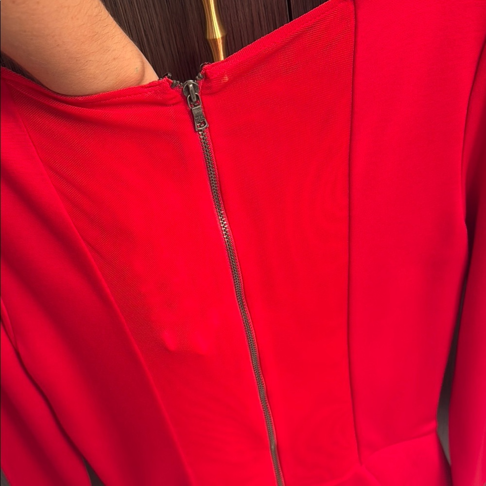 Alice + Olivia Red Long Sleeve Peplum Blouse - Picture 9 of 16